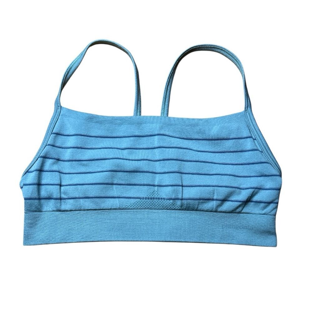 Patagonia Active Mesh Seamless Sports Bra XS Blue Striped Low Impact Yoga